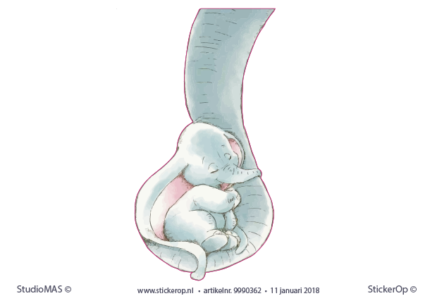 Muurstickers van zelf aangeleverde tekening - Ben's baby olifantje - Bens baby olifantje
