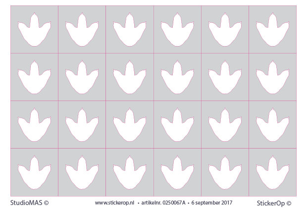 Muurdecoraties zelf maken - Sjablonen van dinosaurus pootjes 4 cm - 24 stuks