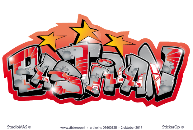 Muursticker graffiti in Ajax kleuren - Bastiaan