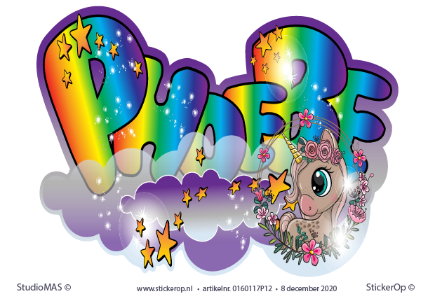 muursticker regenboog eenhoorn Graffiti - Phoebe