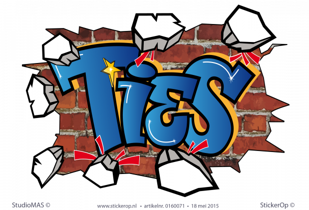 Muursticker graffiti type G - Ties muursticker graffiti Ties