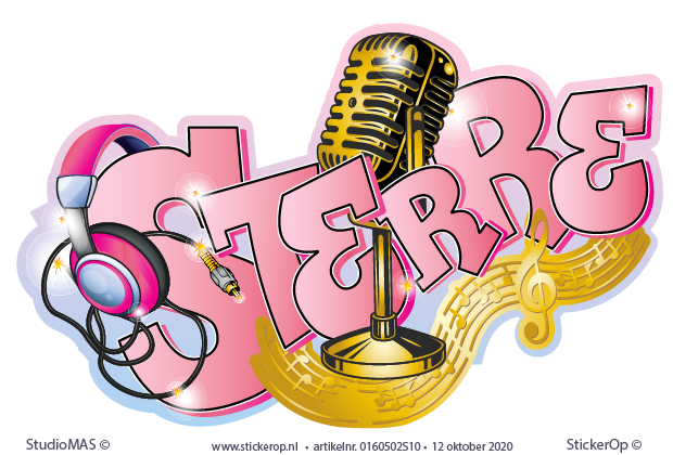 muzikale graffiti met vrolijke noot - Sterre muursticker muzikale graffiti Sterre
