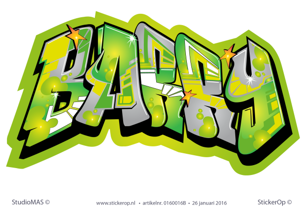 Muursticker full colour graffiti type A - Barry muursticker graffiti Barry