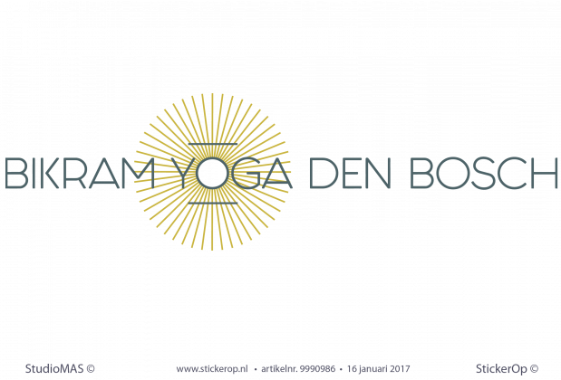 Raam-, deur-, muursticker zakelijk logo in twee kleuren - Bikram Yoga Den Bosch raamsticker zakelijk logo Bikram Yoga Den Bosh