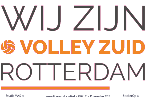 -muursticker eigen tekst - Volley Zuid Rotterdam