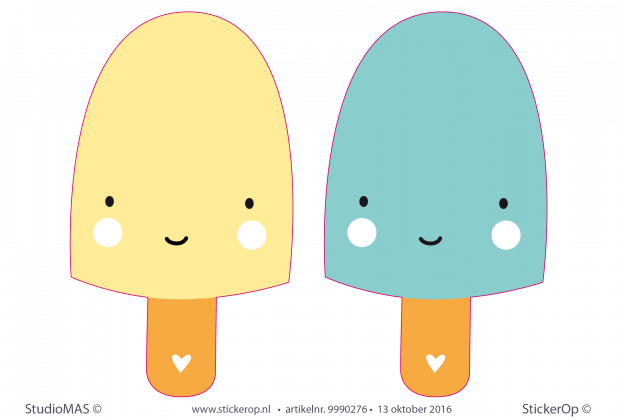 Muurstickers van zelf aangeleverde afbeelding - Suzanne's ijsjes 2 stuks van elk 39 x 50 cm muurstickers zelf aangeleverde tekening Suzannes ijsjes