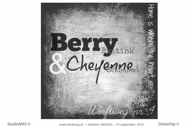 Deursticker buiten - Cheyenne en Berry's home deursticker Cheyennes home
