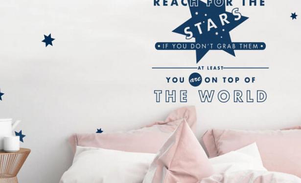 engelse quote reach for the stars sterren slaapkamer 1