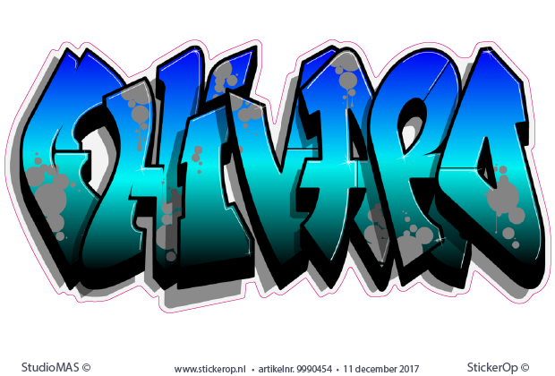 Muurstickers zelf aangeleverde tekening - Sigourney's graffiti graffiti