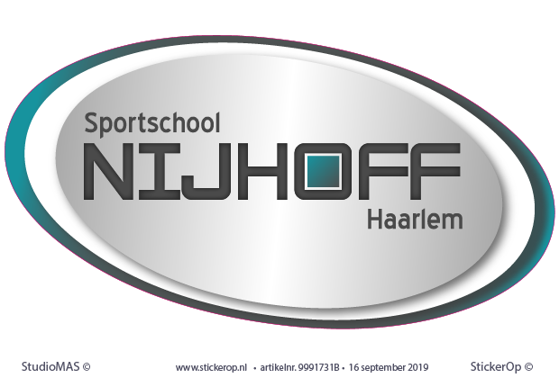 Muursticker zakelijk logo - Sportschool Nijhoff Haarlem - full colour logo Sportschool Nijhoff