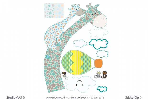 Muurstickers van zelf aangeleverde tekening - Renske's giraf Muursticker van eigen tekening Renskes giraf