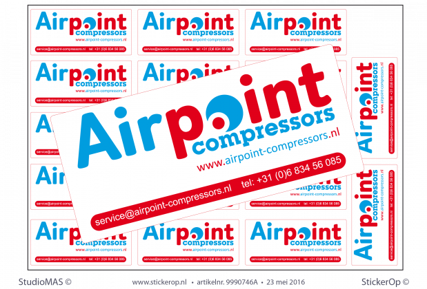 Product-, machinestickertjes - AirPoint - afmeting 80 x 36 mm. - per 68 stuks = 4 x A4 vel Machinesticker zakelijk logo AirPoint