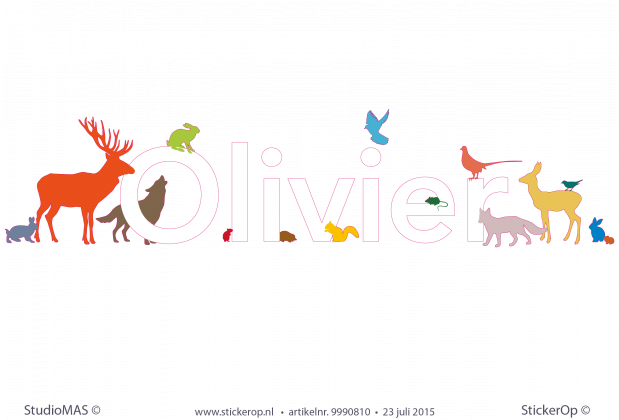 Muursticker van zelf aangeleverd ontwerp - Naamsticker Olivier muursticker eigen naam Olivier