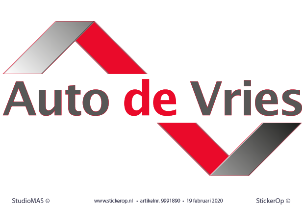 Muursticker full colour zakelijk logo - Auto de Vries zakelijk logo -Auto de Vries