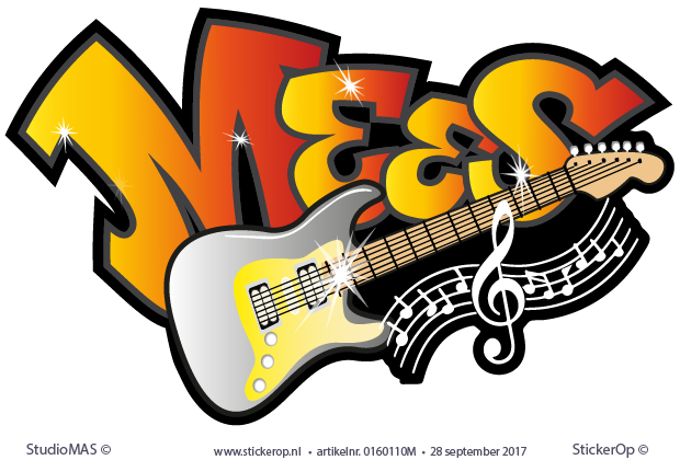 Muursticker muzikale graffiti - Mees muursticker muzikale graffiti Mees