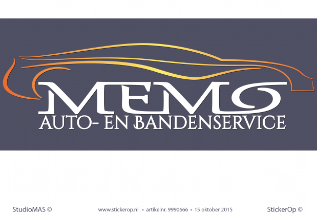 Muursticker logo - Memo Auto- en Bandenservice zakelijk logo MEMO bandenservice