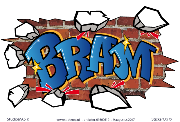 Muursticker graffiti type G - Bram muursticker graffiti Bram steen