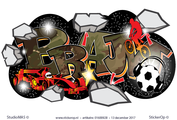 Muurstickers graffiti sport - Bram - formule 1 1