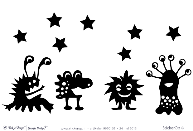 Muurstickers thema muursticker kinderkamer Drikjes lieve monsters