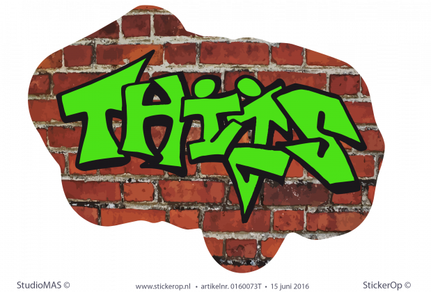 Muurstickers full colour graffiti type B - Thijs muursticker graffiti typeB Thijs