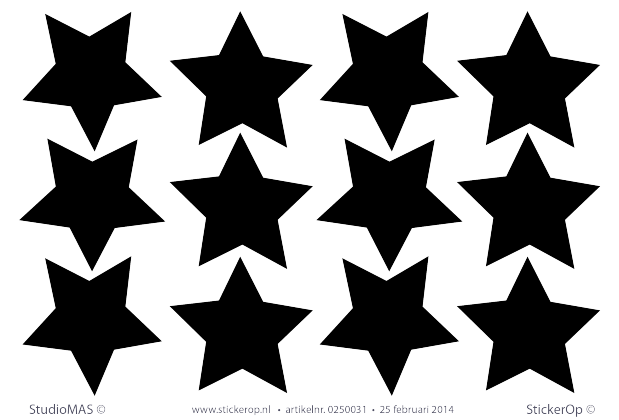 Muurstickers decoratie zelf maken - Set sterren 7 cm - 12 stuks muursticker zelf maken sterren 7cm