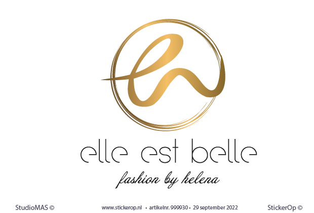 Muursticker zakelijk logo - Elle est belle fashion - goud en zwart est belle fashion - goud en zwart