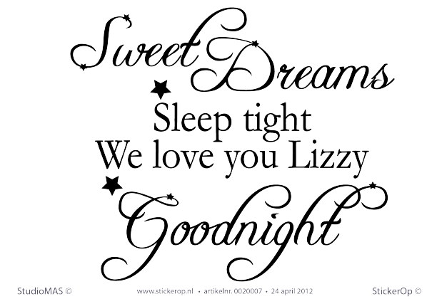 Muurstickers thema muursticker tekst kinderkamer Sweet dreams met eigen naam