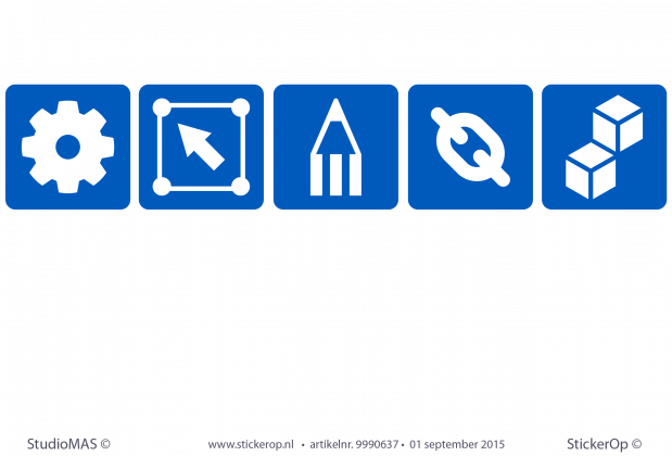 Muursticker zakelijke pictogrammen - Prowise - 5 stuks muurstickers zakelijk-pictogrammen prowise