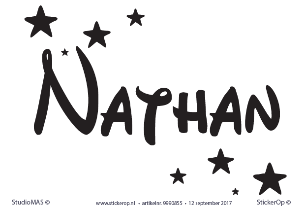 Naamsticker eigen naam - Nathan met sterren