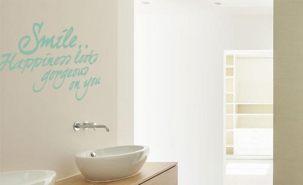 badkamer engelse quote smile happiness