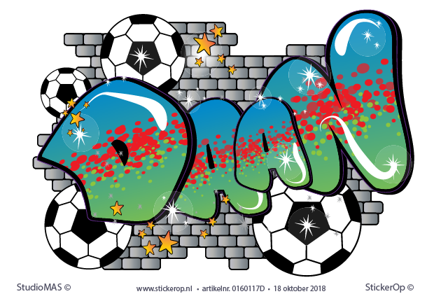 graffiti met eigen naam en thema voetbal - Daan