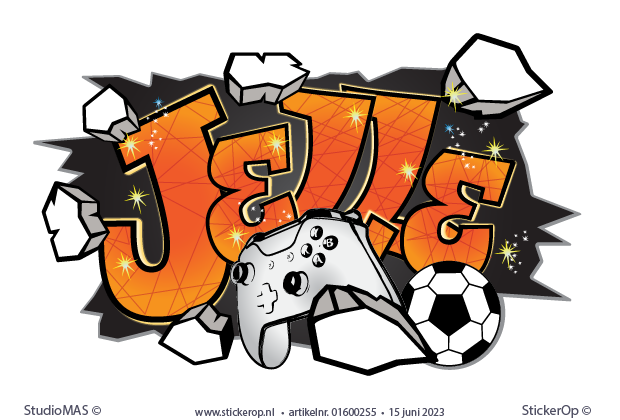 Muursticker graffiti game zone voetbal - Jelle