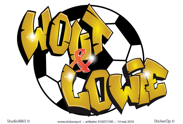 graffiti met eigen naam thema voetbal - Wout en Lowie en Lowie