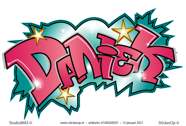 Muursticker graffiti met eigen naam - Daniek