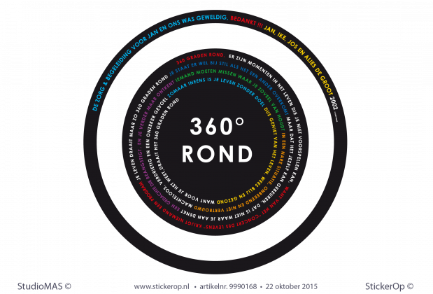 Sticker van zelf aangeleverd ontwerp - Alies' 360 graden rond muursticker van eigen tekening 360 graden rond