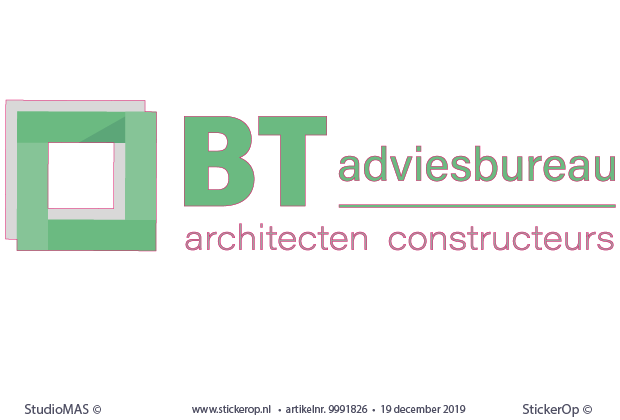 bedrijfslogo op de muur - BT adviesbureau zakelijk logo - BT Adviesbureau
