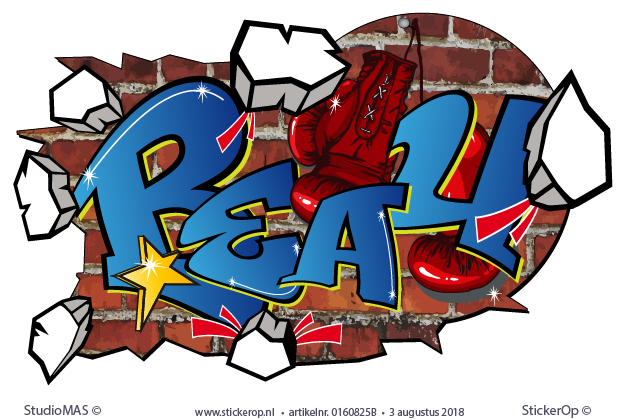 muursticker graffiti thema boksen - Beau