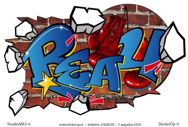 Muursticker sport graffiti - thema boksen - Beau muursticker graffiti thema boksen - Beau