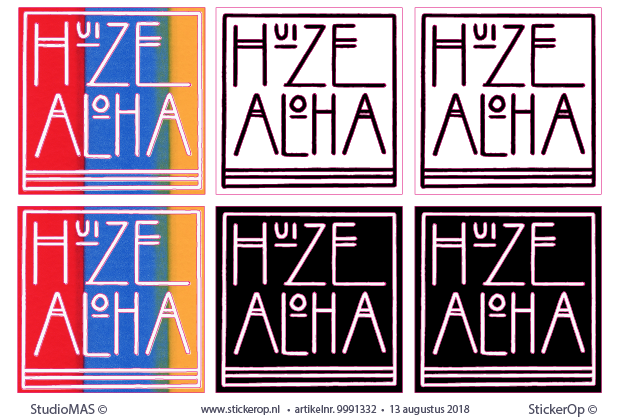 Lichtbakstickers zakelijk - Logo Huize Aloha - 6 stuks 26,7 x 26,7 cm - logostickers Huize Aloha