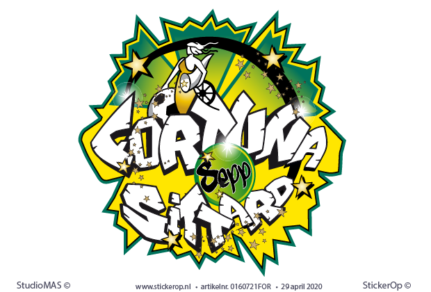 Muursticker graffiti in clubkleuren Fortuna Sittard voetbalclub graffiti Fortuna Sittard
