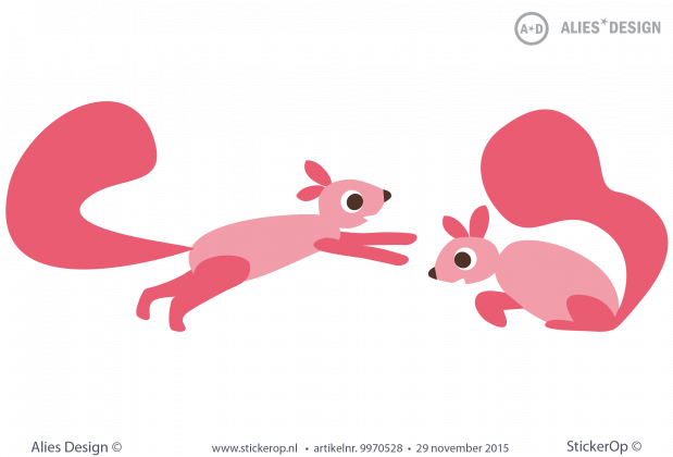 Muurstickers decoratie kinderkamer - Alies Design vrolijke eekhoorntjes muursticker alies design eekhoorntjes