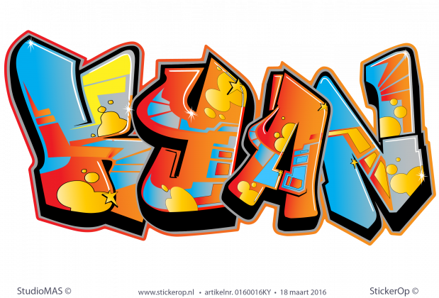 Muurstickers full colour graffiti type A - Kyan muursticker graffiti type A Kyan