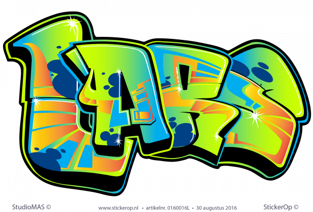 Muursticker full colour graffiti type A - Lars muursticker graffiti type A Lars