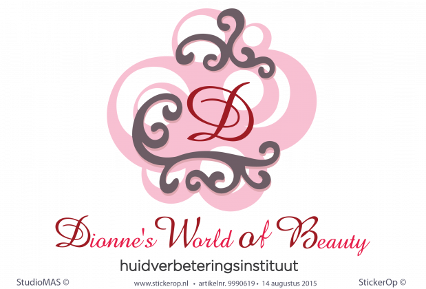 Muursticker zakelijk logo Dionnes world of beauty 