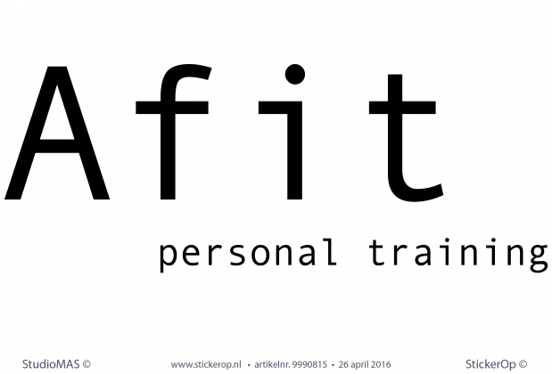 Muursticker tekst bij logo - Afit personal training Muursticker zakelijk logo tekst Afit