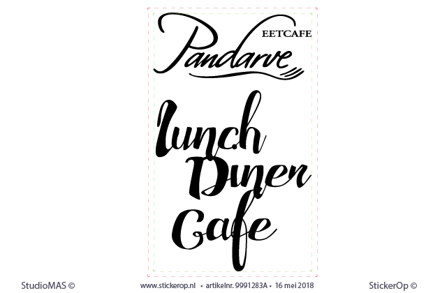 Krijtbordsticker zakelijk gebruik - Pandarve eetcaf