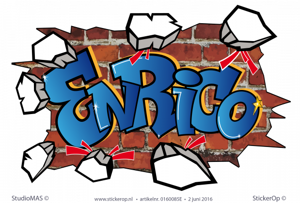 Muursticker graffiti type G - Enrico muursticker graffiti type G Enrico