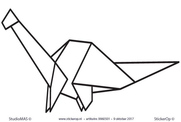 Muurstickers origami van dieren - dinosaurussen - Langnek, Brachiosaurus