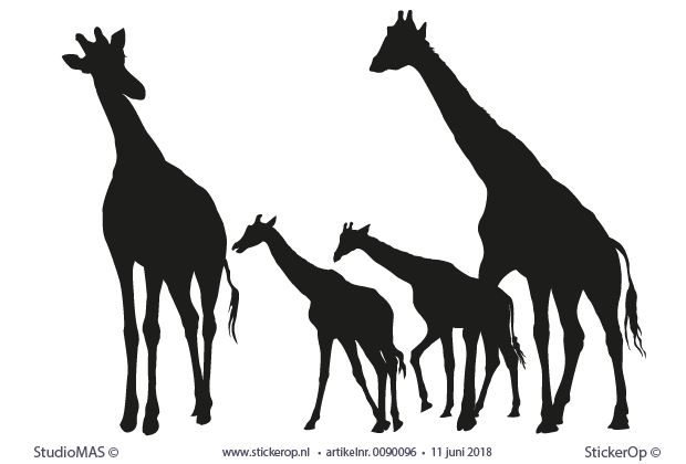 Muurstickers babykamer dieren - Familie giraf muurstickers kinderkamer - Familie giraf