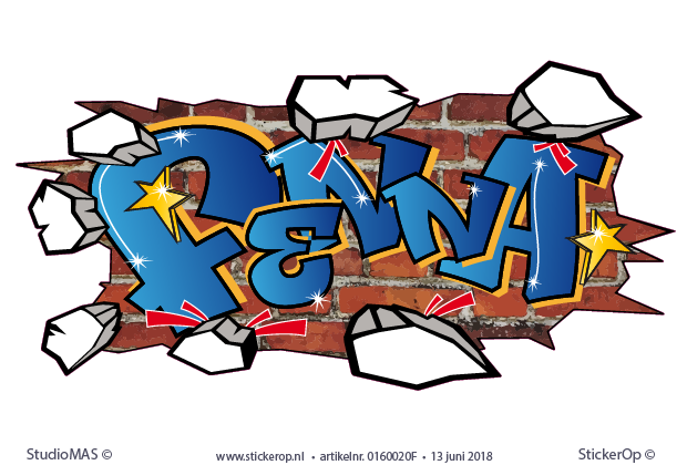 Muursticker graffiti stenen muur - Fenna muursticker graffiti Fenna